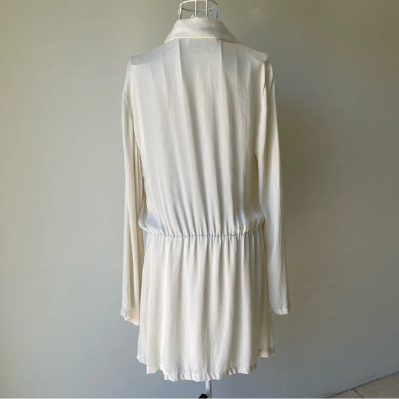 Free People Simone Wrap Cream Long Sleeve Mini Dress button details size M - Picture 4 of 10
